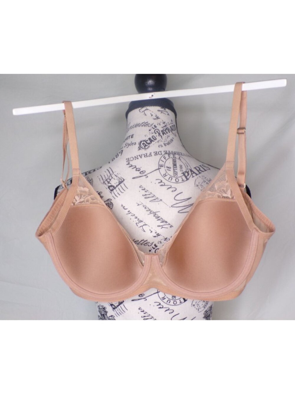 🆕NATORI Flora Lace Underwire Plunge Bra 34G Glaze Cash (Dark Beige) #721150 - Picture 10 of 11